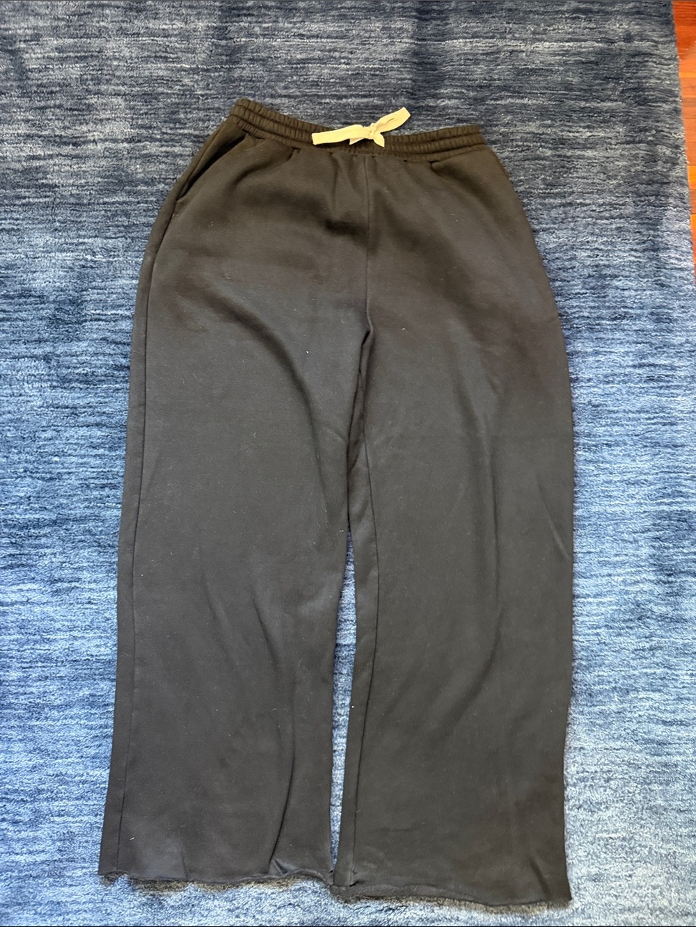 MNML Black Sweatpants with Cream Drawstring